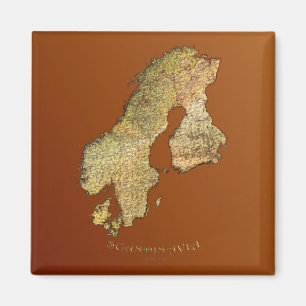 CARTE DE LA SCANDINAVIA Magnet Carré