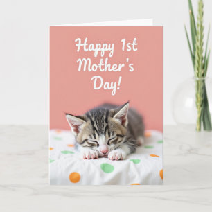 Carte de la sieste du chaton à pois