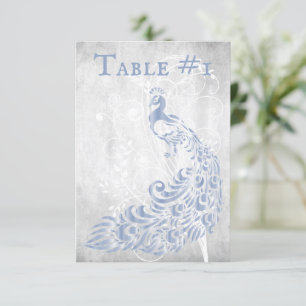 Carte de la table de la feuille de paon bleu clair