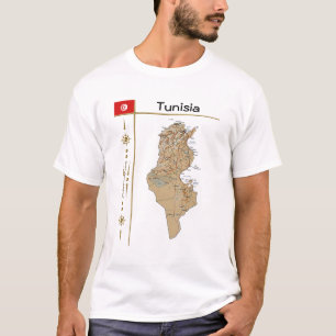 Carte de la Tunisie + Drapeau + Titre T-shirt