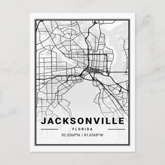 Carte de la ville de Jacksonville Florida USA Trav (Devant)