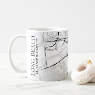 Carte de la ville de Long Beach Café Mug