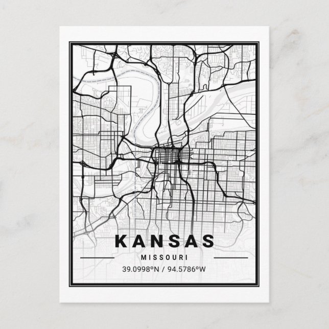 Carte de la ville touristique du Kansas Missouri U (Devant)