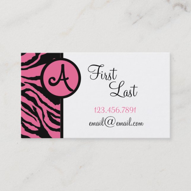 Carte de l'adolescence de Businss de zèbre rose (Devant)