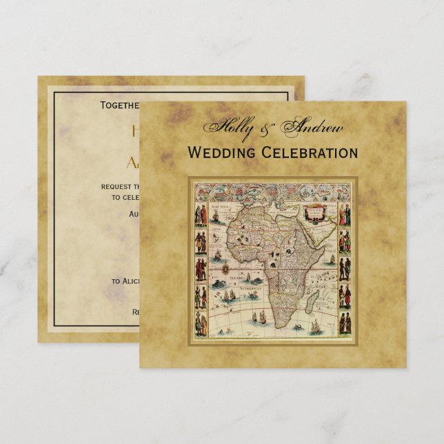 Carte de l'Afrique antique Trouvé BG SQ Mariage (Devant / Derrière)
