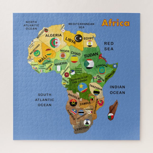 Carte de l'Afrique avec drapeaux puzzle puzzle (Vertical)
