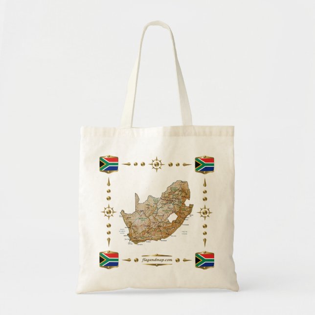 Carte de l'Afrique du Sud + Sac de drapeaux (Devant)