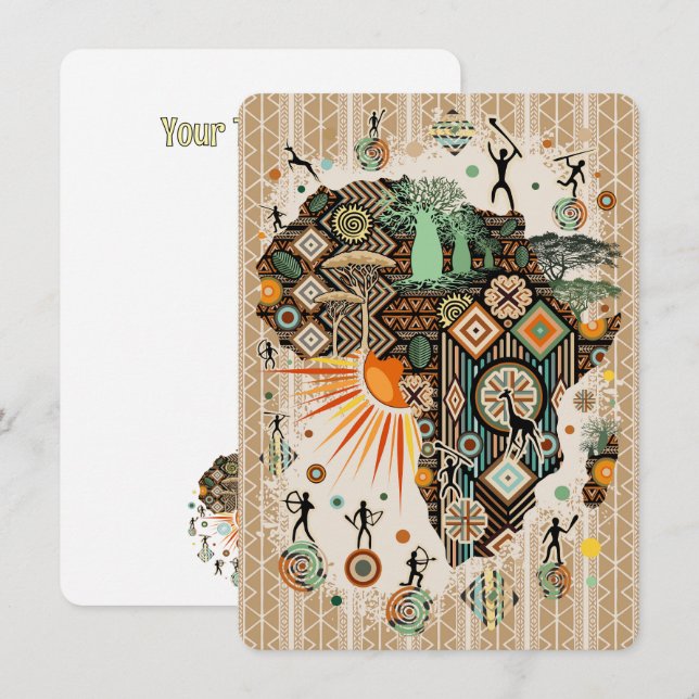 Carte de l'Afrique Motif d'éléments tribaux décora (Devant / Derrière)