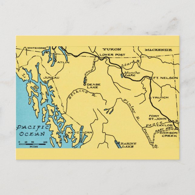 Carte de l'Alaska Carte Postale Vintage  (Devant)