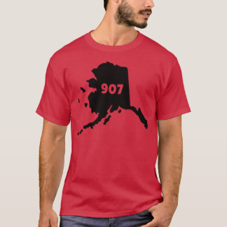 Carte de l'Alaska Code régional 907 TShirt 2