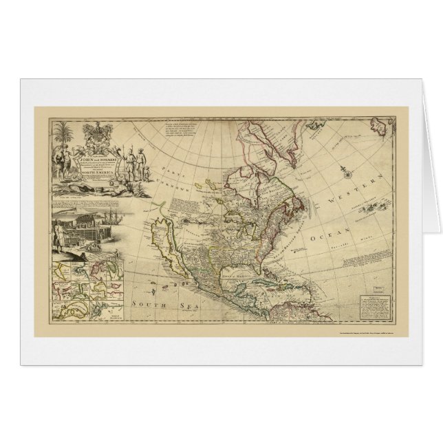 Carte de l'Amérique du Nord par la poule 1715 de (Devant horizontal)