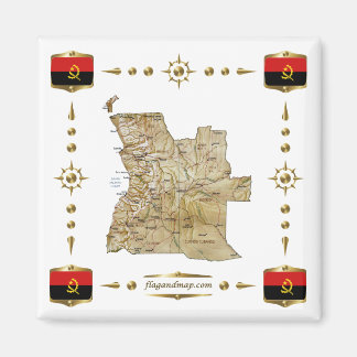 Carte de l'Angola + Magnet des drapeaux
