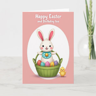 Carte de lapin dans un panier à pois