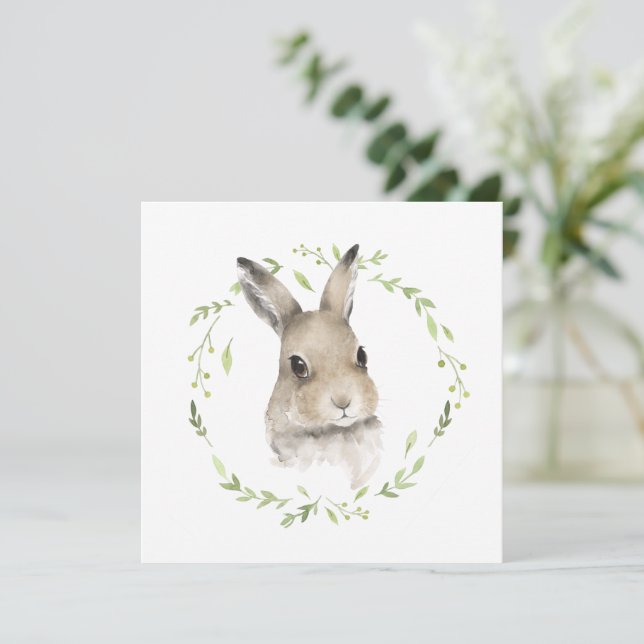 Carte de lapin d'aquarelle d'animal forestier (Debout devant)