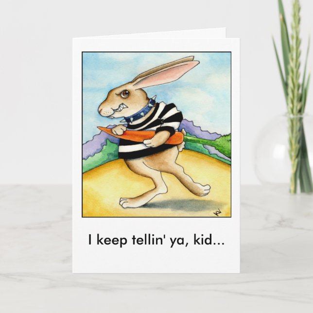 Carte de lapin de Pâques de jour de lièvre (Devant)