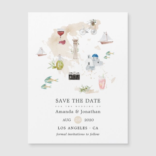 Carte de l'aquarelle de la Grèce Mariage de destin (Devant)