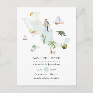 Carte de l'aquarelle du Mexique Destination Weddin