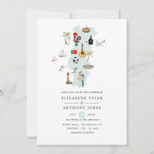 Carte de l'aquarelle du Portugal Destination Weddi