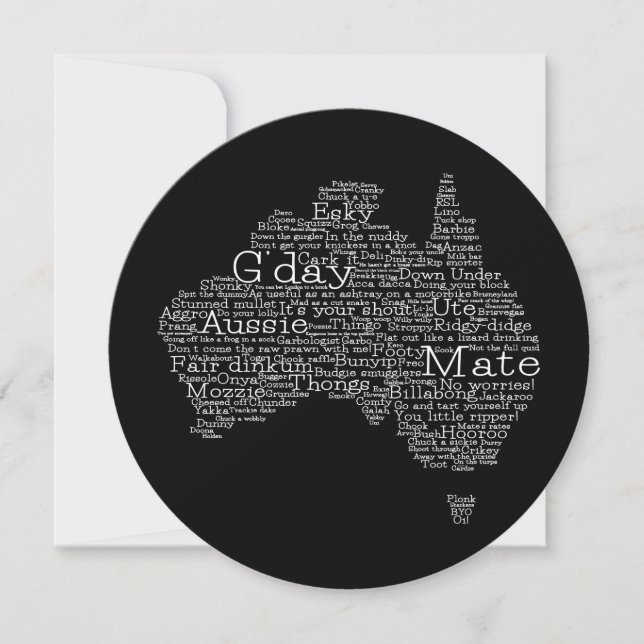 Carte de l'argot australien (Devant)