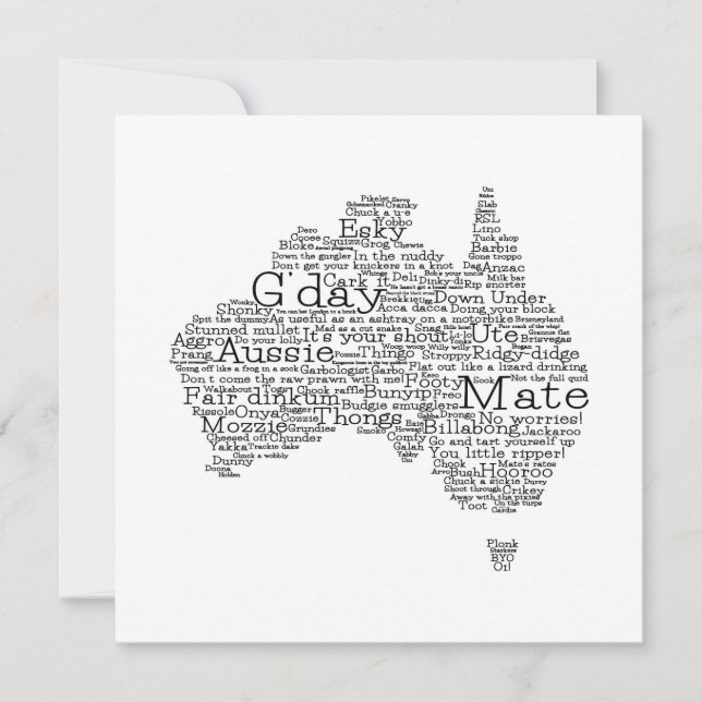Carte de l'argot australien (Devant)
