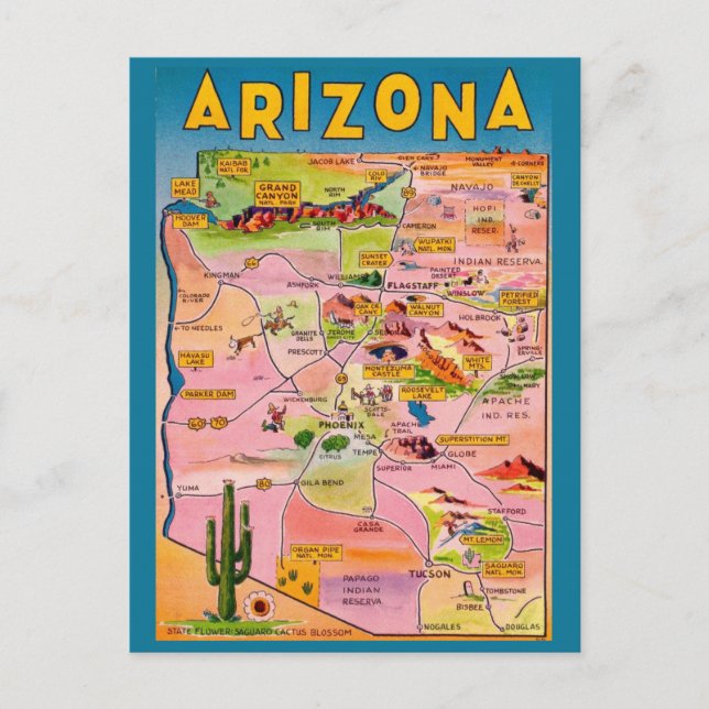 Carte de l'Arizona (Devant)