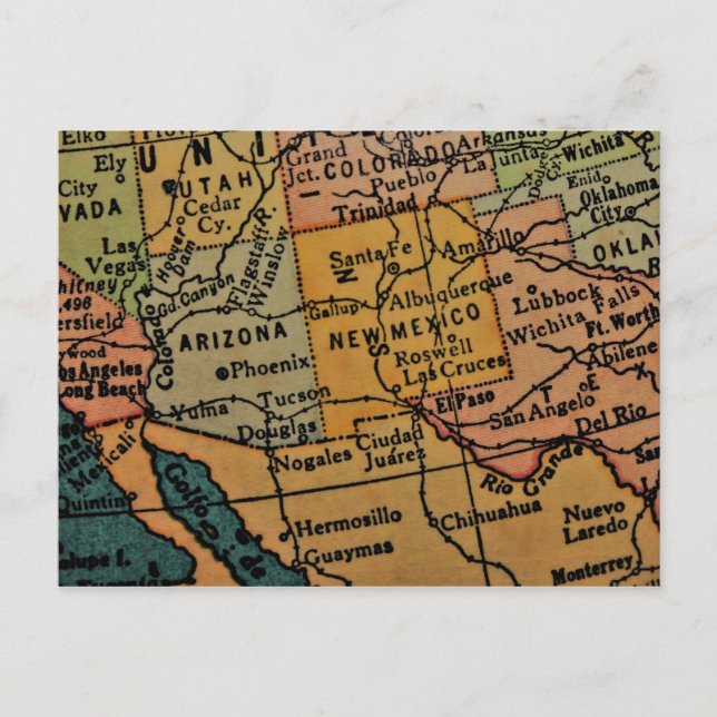 Carte de l'Arizona et du Nouveau-Mexique (Devant)