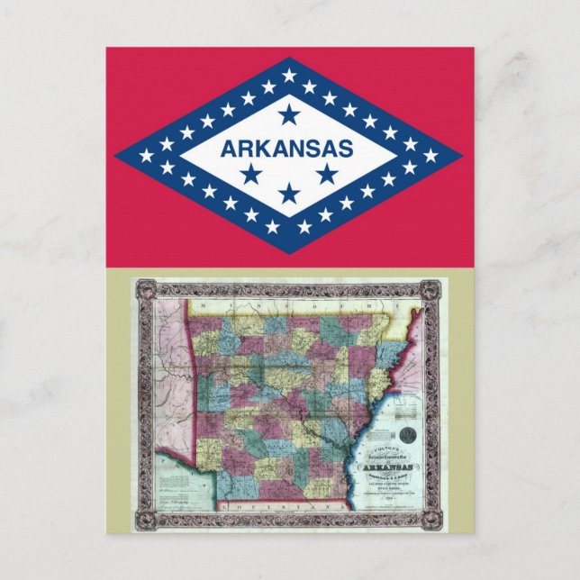 Carte de l'Arkansas et drapeau de l'État (Devant)