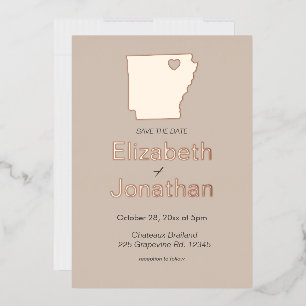 Carte de l'Arkansas Mariage Économisez la Date Ros