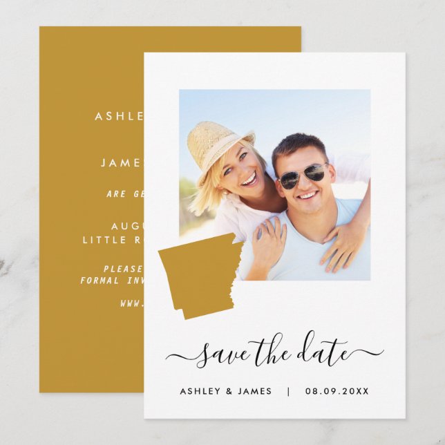 Carte de l'Arkansas Mariage photo Enregistrer la c (Devant / Derrière)