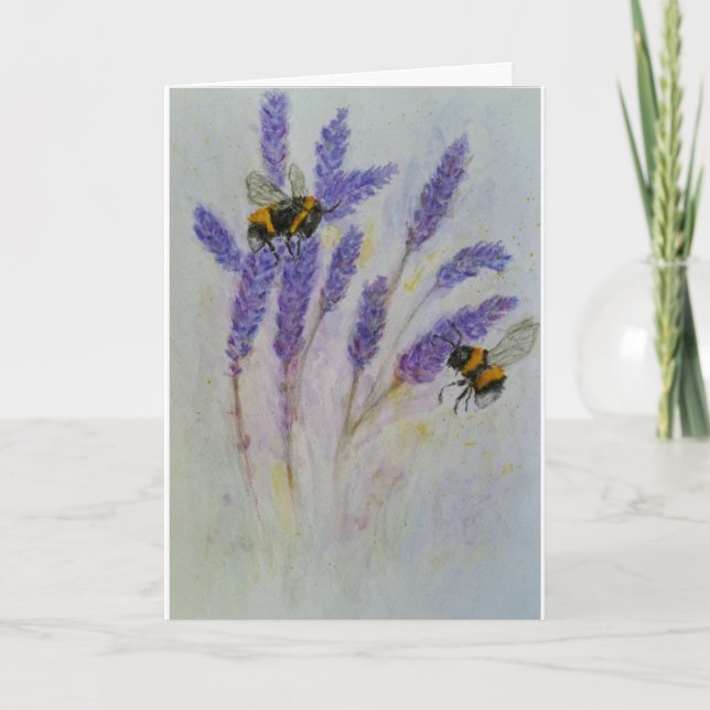 Carte de lavande d'abeille maman mamie amie aquare (Devant)