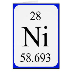 Carte de l'élément 28 - blanc de nickel