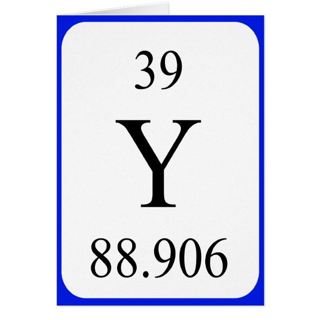 Carte de l'élément 39 - blanc de yttrium (Devant)