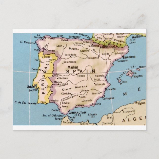 Carte de l'Espagne Design Vintage (Devant)