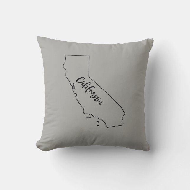 Carte de l'État de Californie Oreiller à l'aquarel (Recto)