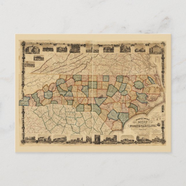 Carte de l'État de Caroline du Nord (vers 1870) (Devant)