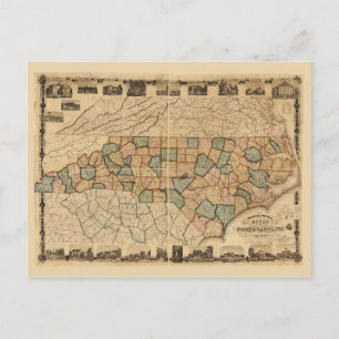 Carte de l'état de la Caroline du Nord (vers 1870)