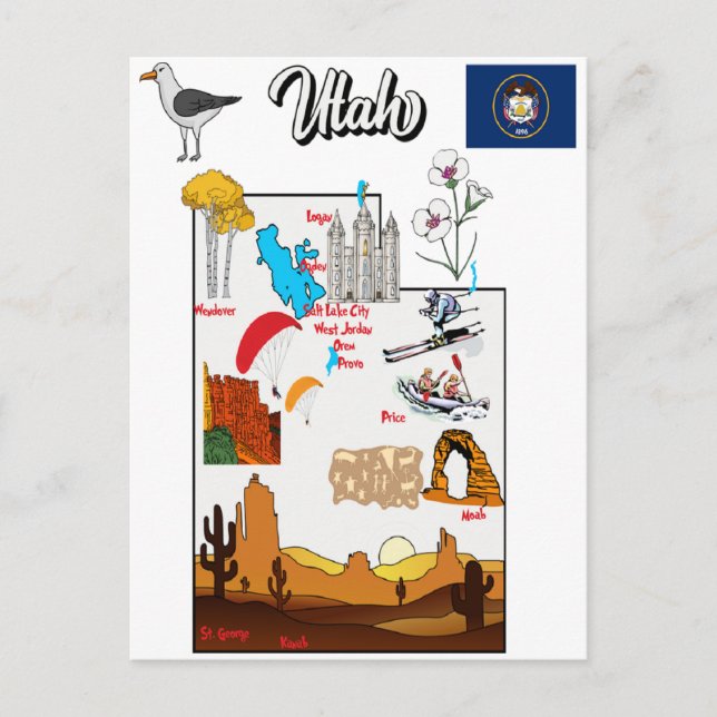 Carte de l'état de l'Utah avec les grandes villes (Devant)