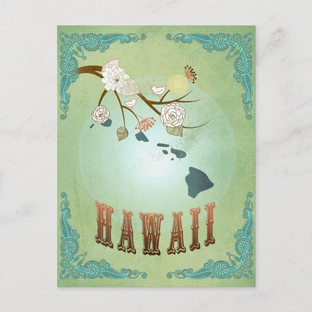 Carte de l'État d'Hawaii - Vert (Devant)