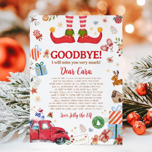 Carte de lettre d'adieu de l'elfe de Noël