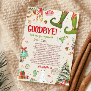 Carte de lettre d'adieu de Noël Elf