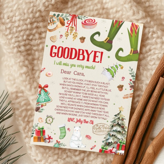 Carte de lettre d'adieu Elf Christmas (Christmas Elf Goodbye Letter Card)