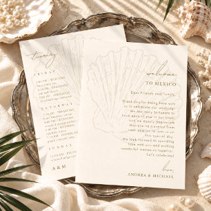 Carte de lettre de bienvenue de mariage coquillage