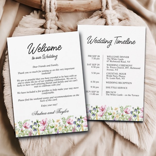 Carte de lettre de bienvenue pour mariage aux fleu (Créateur téléchargé)