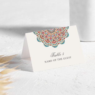 Carte de lieu de mariage mandala motif artistique