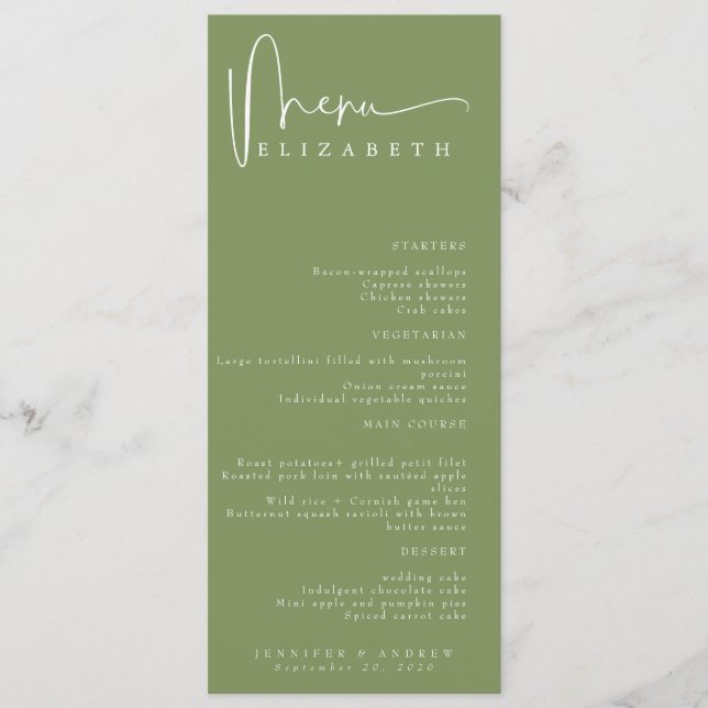 Carte de lieu de nom | Menu | Menus Mariages simpl (Devant)