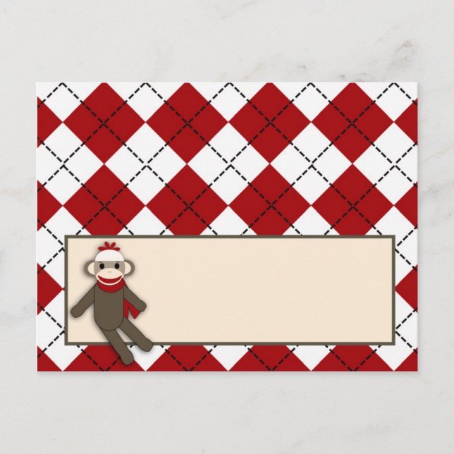 Carte de lieu écrite Jacquard de singe rouge Sock (Devant)