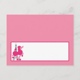 Carte de lieu écrite Poodle rose Paris Tour Eiffel