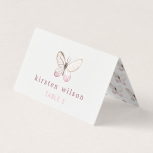 Carte de lieu pliée simple à papillon transparent