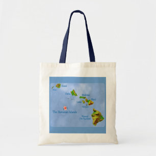 Carte de l'île de Blue Hawaiian sac fourre-tout