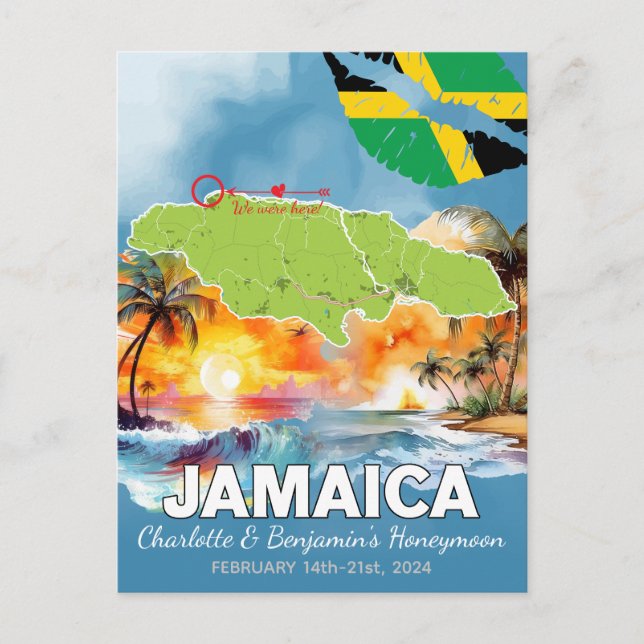 Carte de l'île de Jamaïque pour un voyage de lune  (Devant)